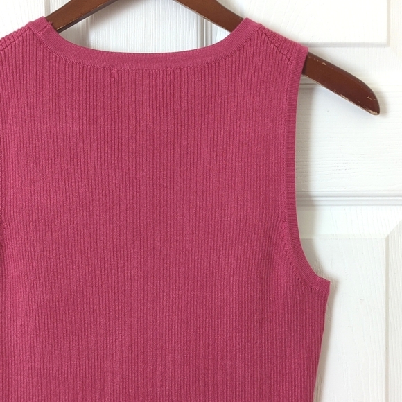 Cable & Gauge Y2K Vintage Ribbed Knit Form Fitting Scoop Neck Tank Top Pink M - Picture 9 of 9